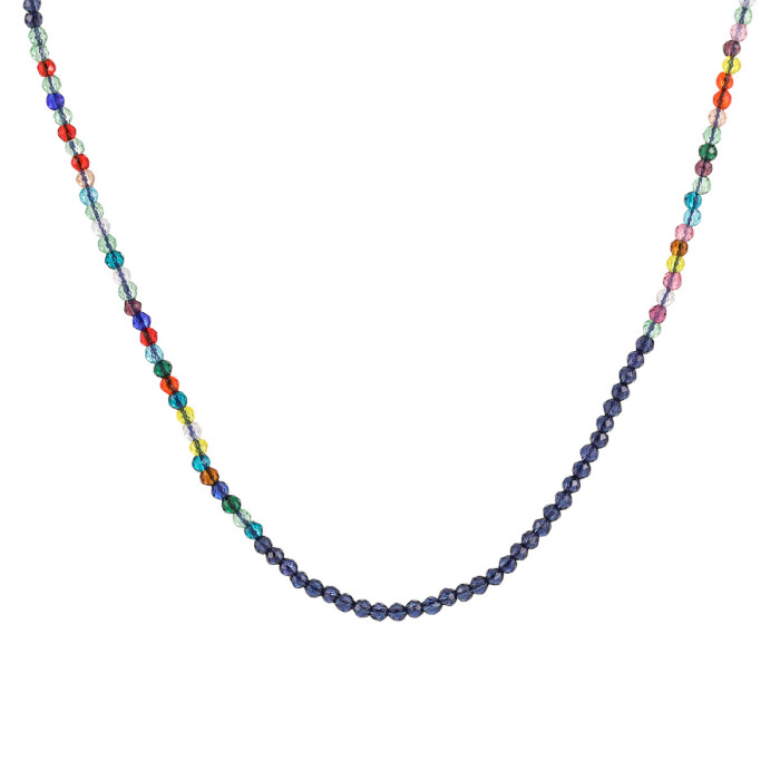 European and American Cross-Border Niche Design Dopamine Colorful Beaded Necklace for Women Fashionable Personality High-End Titanium Steel Collarbone Chain