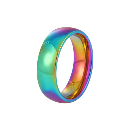 European and American Cross-Border New Niche Colorful Dazzling Plain Titanium Steel Ring for Women Fashionable Personality Rainbow Index Finger Ring