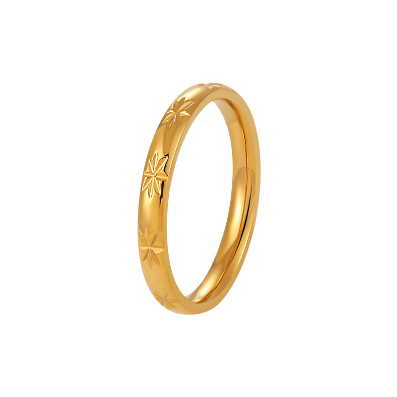 European and American New Style Ins Niche Simple Eight-Pointed Star Pattern Ring for Women Fashionable Personality Gold-Plated Titanium Steel Index Finger Ring