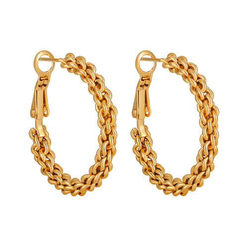 Korean Style Ins Style Simple Elegant Versatile Woven Mesh Earrings Fashionable Personality High-end Gold-plated Titanium Steel Ear Jewelry
