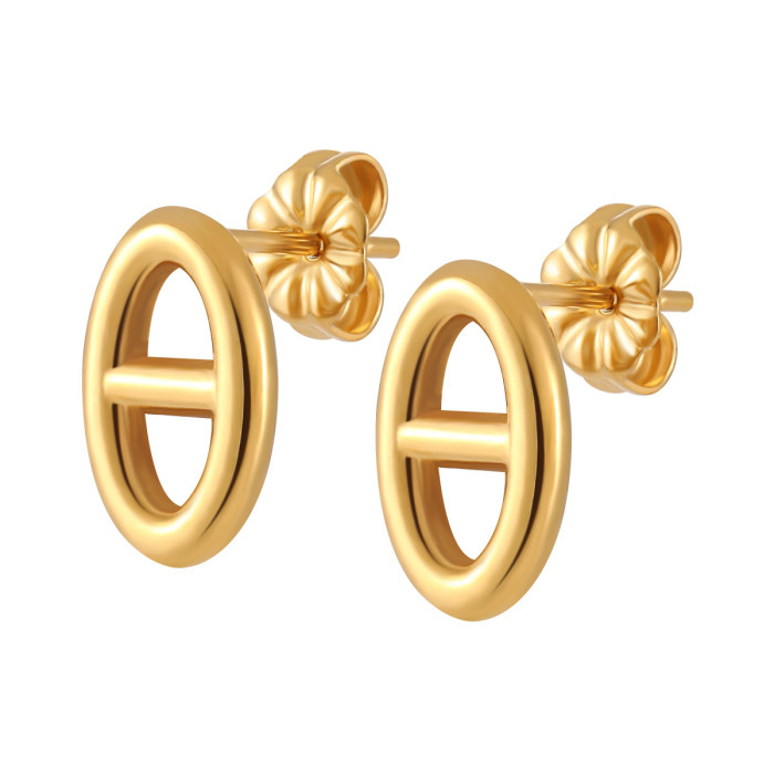 Korean Style New Fashion Personality Pig Nose Earrings for Women, Niche Design, High-end Feel, Versatile Titanium Ste...
