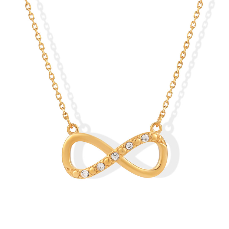 European and American Cross-Border Hot Sale Elegant Light Luxury High-End Feel Number 8 Titanium Steel Necklace for Women Circle Symbol Collarbone Chain