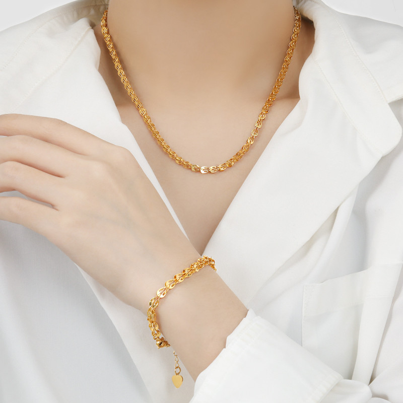 European and American Cross-Border Hot-Selling Niche Design Fashion Versatile High-End Ethnic Style Phoenix Tail Necklace Titanium Steel Collarbone Choker