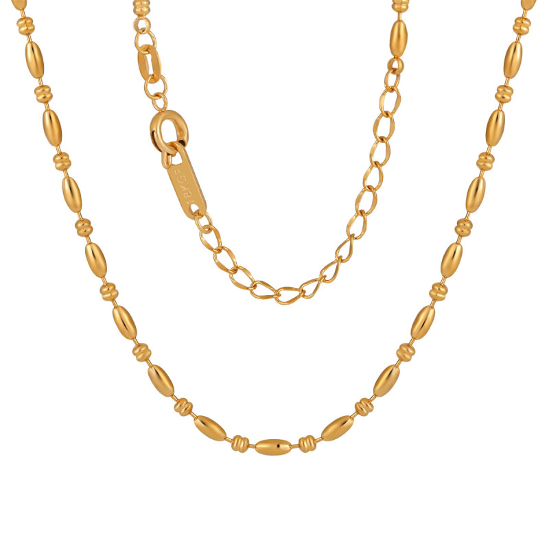 Cross-Border Women's Fashion Stainless Steel 2.4mm Bead Necklace Niche Design High-End Gold Titanium Steel Collarbone Chain