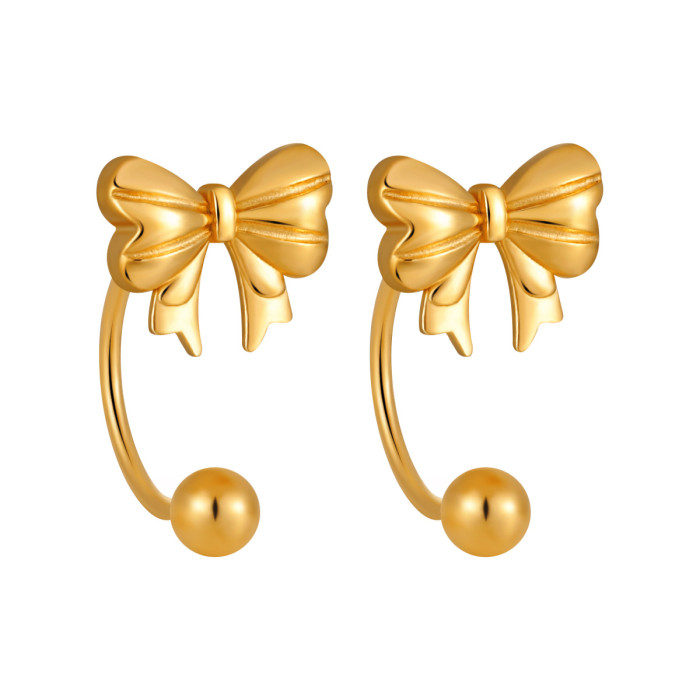 Korean Style Ins Fashion Exquisite Simple Screw Ear Bone Stud Anti-Lost Anti-Hair Hanging Stainless Steel Gold Plated...