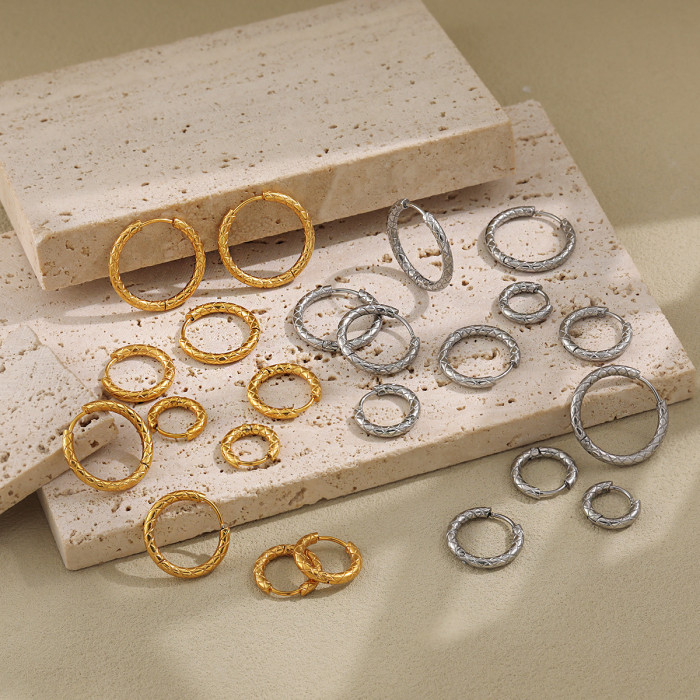 INS Style Stone Pattern Titanium Steel Earrings Fashionable Elegant Versatile High-End Gold Plated Gold Ear Hooks