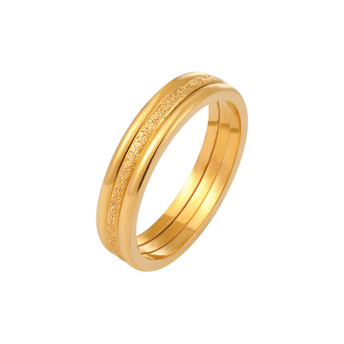 Fashion Simple Matte Smooth Plain Band Ring for Women, Electroplated 24K Gold, Stackable, Niche Design Sense