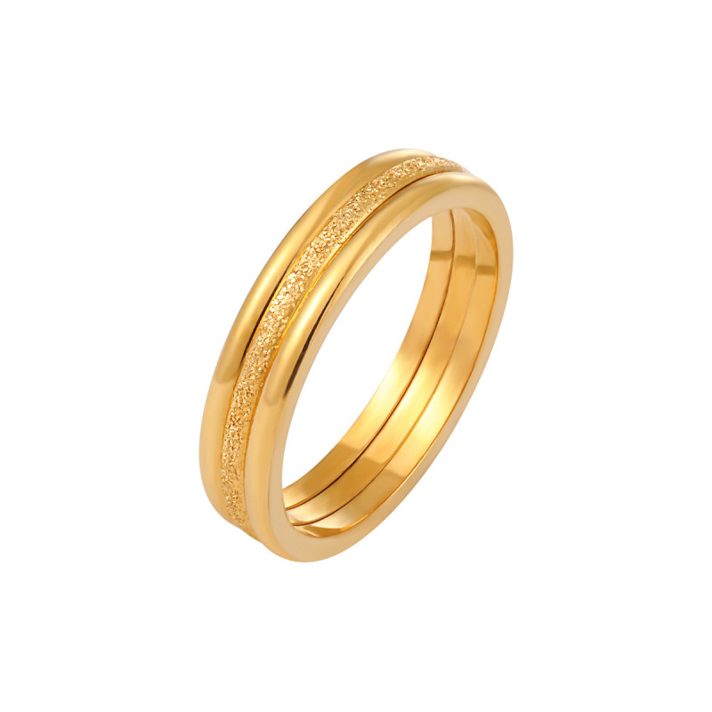 Fashion Simple Matte Smooth Plain Band Ring for Women, Electroplated 24K Gold, Stackable, Niche Design Sense