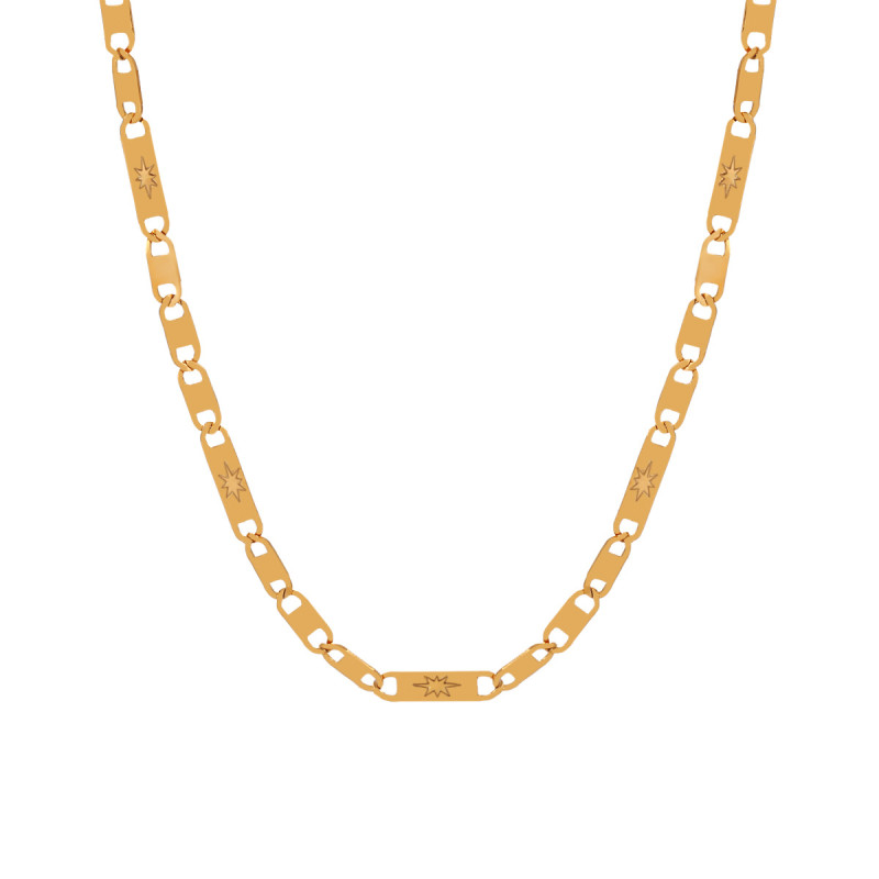 Fashion New European and American Cross-Border Simple Niche Hammered Japanese Chain Necklace for Women Personalized Gold-Plated Titanium Steel Collarbone Chain