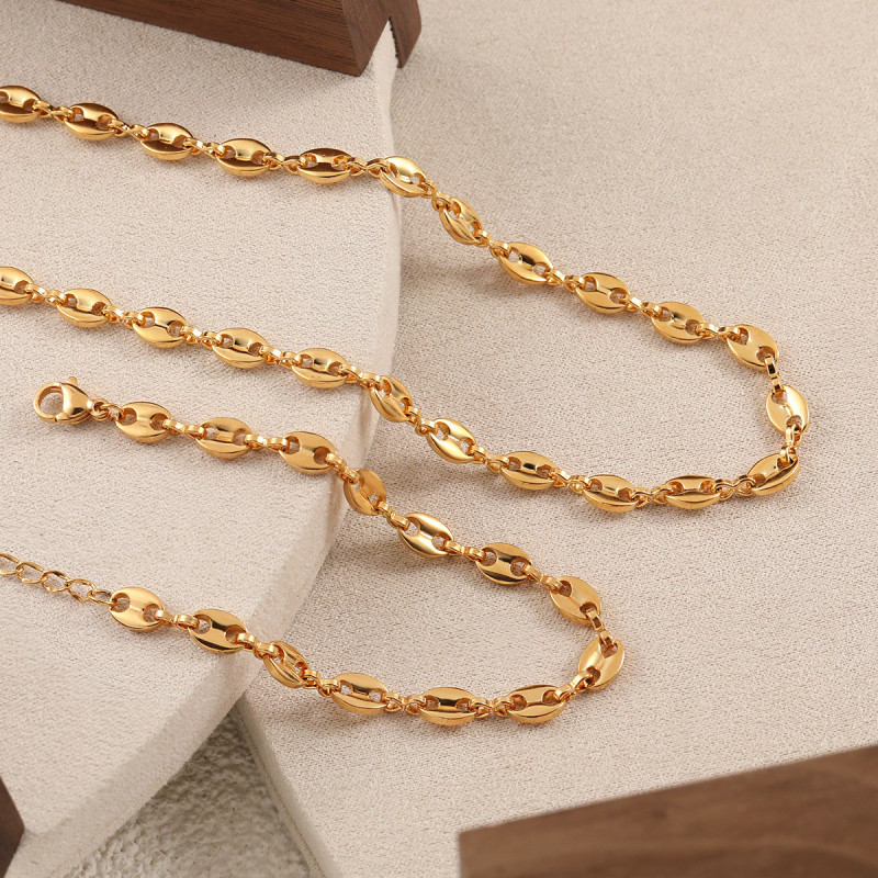 Fashion Cross-Border European and American Blogger Style Pig Nose Necklace Personality Gold-Plated Titanium Steel Bracelet Niche High-End Jewelry