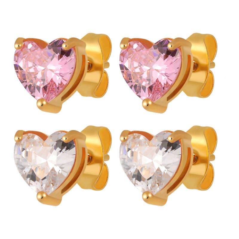 Korean Version New Light Luxury Elegant Heart-Shaped Diamond-Studded Earrings Fashionable Personality Versatile Simple High-End Claw Diamond Earrings