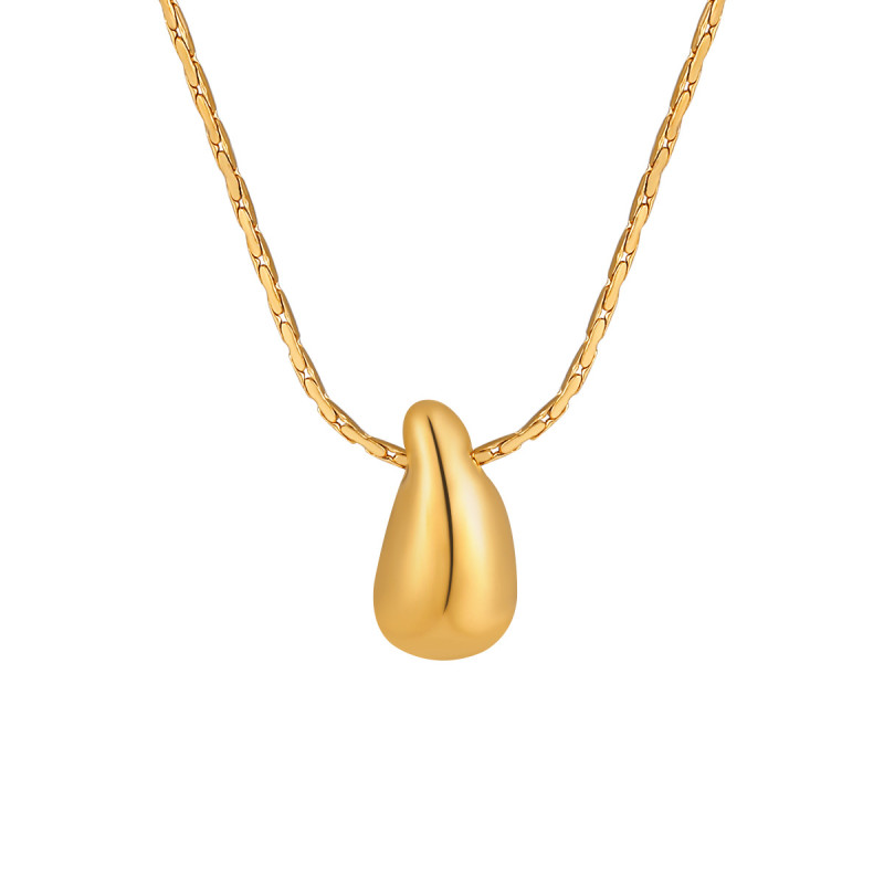 New Fashion Korean Style Ins Niche Water Drop Necklace for Women Simple Personality Gold-Plated Titanium Steel High-End Clavicle Chain