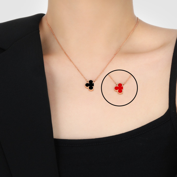 Korean Style Fashion Light Luxury High Version Four-Leaf Clover Necklace for Women Versatile Personality Gold Plated...