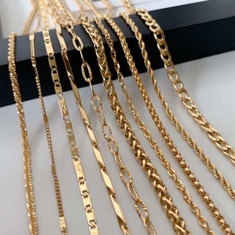 Cross Chain Box Chain Snake Bone Chain Embossed Chain Necklace Starry Sky Titanium Steel 24K Gold Plated Sunflower Collarbone Chain