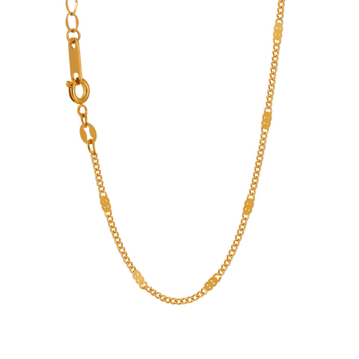 European and American Cross-Border Plain Chain Cross Chain O-Shaped Sunflower Chain Side Embossed Chain Titanium Steel 24K Gold Clavicle Necklace for Women
