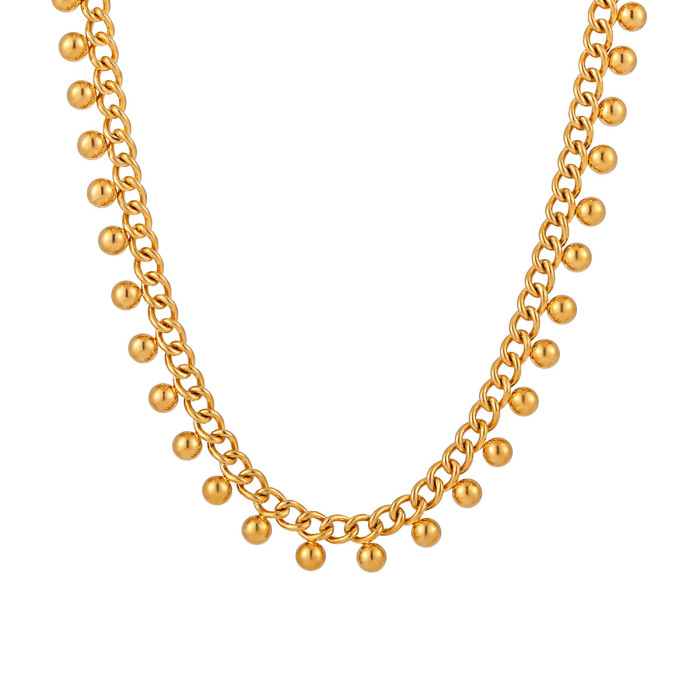 Hot-Selling Seasonal Simple Stainless Steel Round Bead Chain Necklace for Women Fashionable Personality Hot-Selling D...