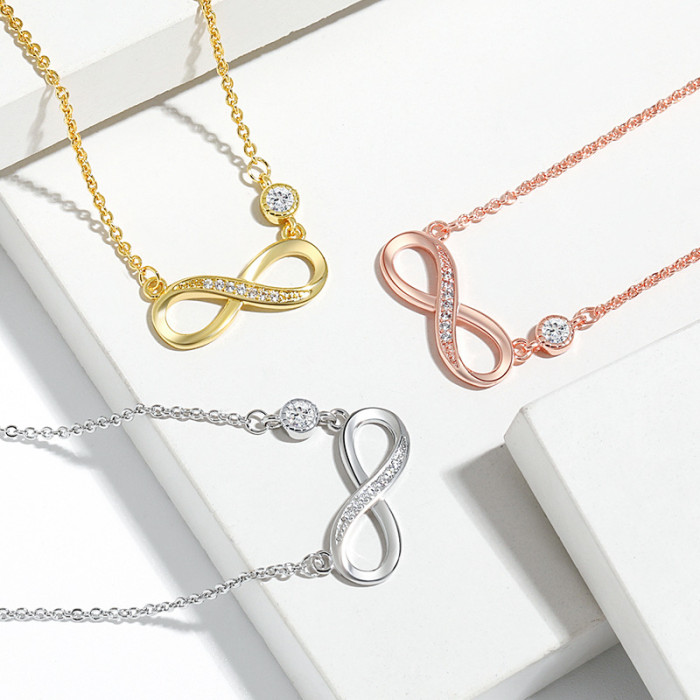 Cross-Border Hot Selling Figure 8 Infinity Necklace European and American High-End Simple Möbius Infinite Symbol Necklace