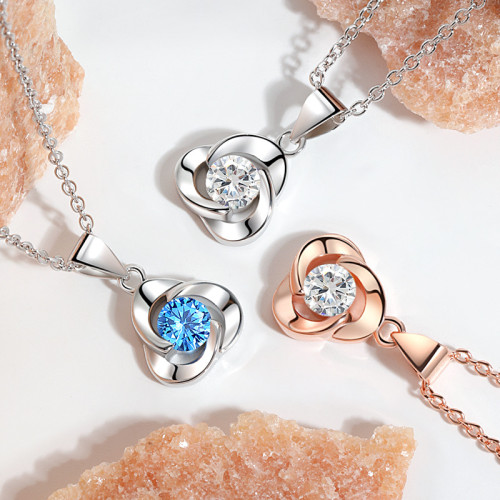 Rose Petal Pendant Collarbone Chain for Women Tmall Hot Sale Simple Korean Version Ocean Heart Rotating Clover Necklace