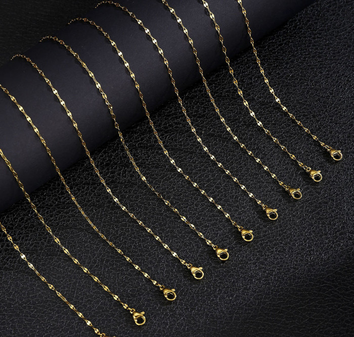 Titanium Steel Lip Chain Color-Retaining Stainless Steel Necklace DIY Thin Collarbone Neck Real Gold Plated Jewelry Wholesale Pendant