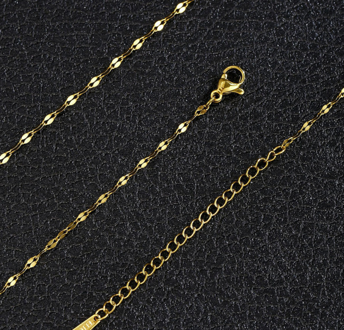Titanium Steel Lip Chain Color-Retaining Stainless Steel Necklace DIY Thin Collarbone Neck Real Gold Plated Jewelry Wholesale Pendant