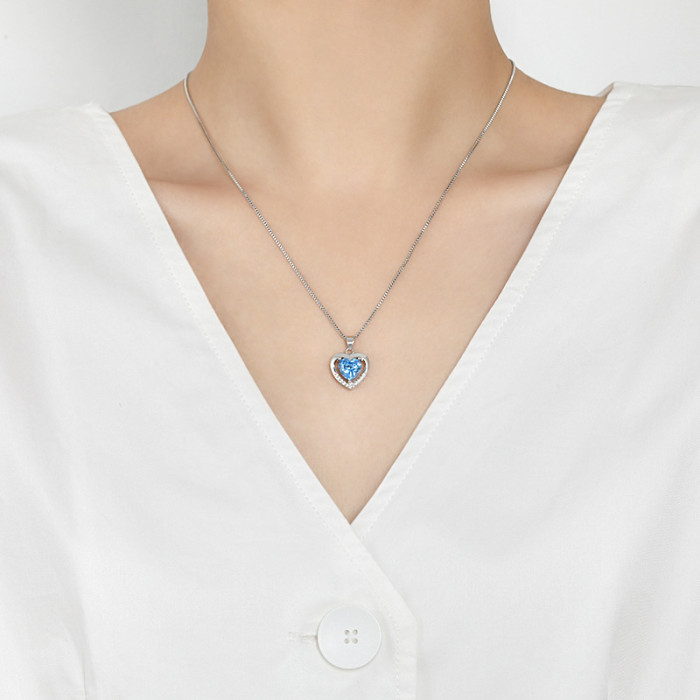 Eternal Heart Pendant Clavicle Chain New Hot-Selling Internet Celebrity Niche Design Ocean Heart Love Necklace