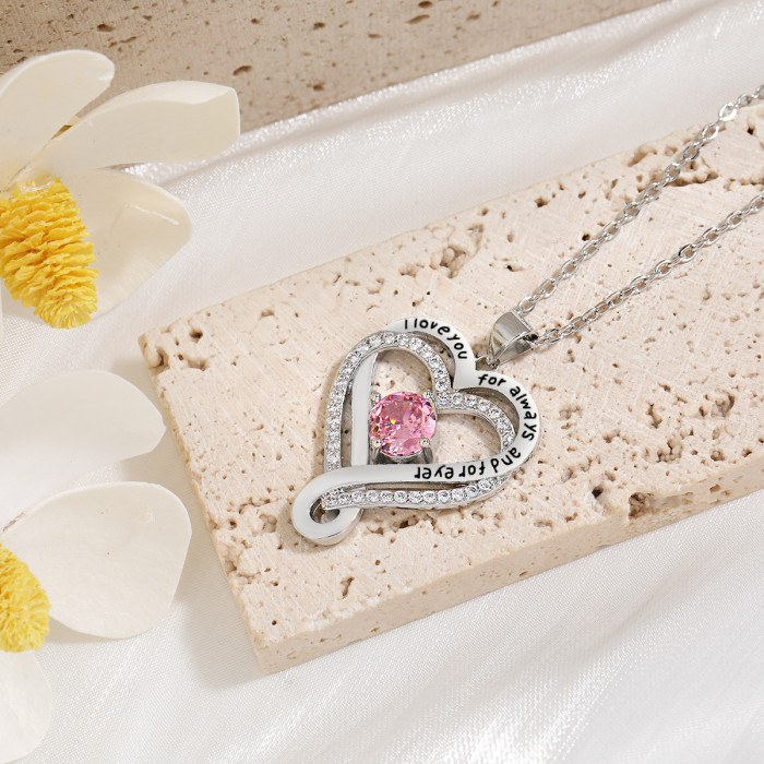 Amazon European and American Double Layer Eternal Love Necklace for Women Ocean Heart Twelve Star Stone Series Heart Necklace