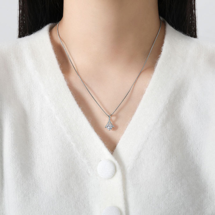 Cross-Border Independent Station Hot-Selling Herringbone Shape Collarbone Chain European and American High-End Simple Line Mermaid Tail Necklace