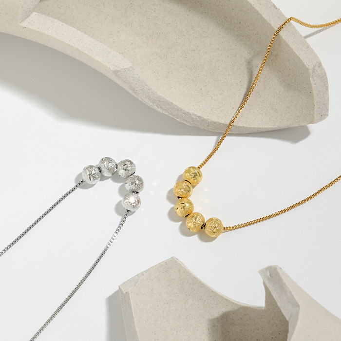 Five Blessings Car Flower Round Bead Clavicle Chain TikTok Same Style Live Broadcast 18K Gold Lucky Bead Necklace