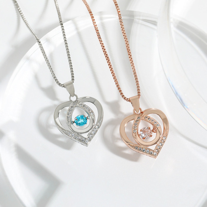 Eternal Beating Heart Necklace for Women Ocean Heart Simple Niche Gift for Girlfriend 520 Heart-shaped Dynamic Love Necklace