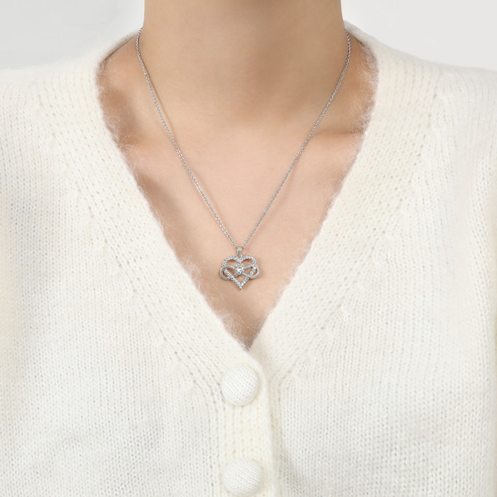 Amazon Infinity Symbol 8-Character Heart Sweater Chain European and American New Niche High-End Bowknot Heart Necklace