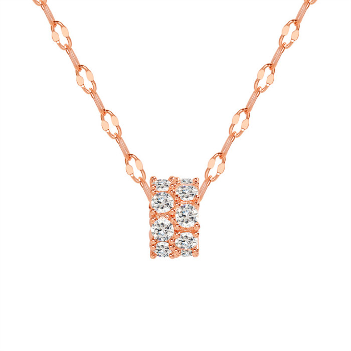 18K Gold Fortune Bead Pendant Collarbone Chain Live Streaming Same Style Japanese and Korean Version Minimalist Full Diamond Slim Waist Necklace