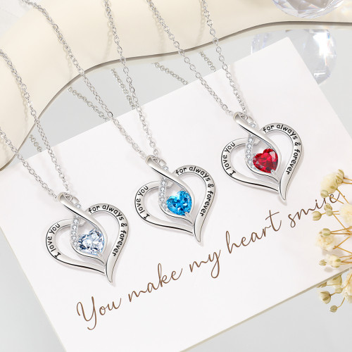 Cross-Border Wish Star Stone Peach Heart Necklace for Women European and American Internet Celebrity Style Eternal Love Dyed Black Letter Heart Necklace