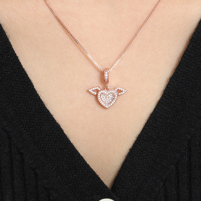 Internet Celebrity Live Cross-Border Gift for Mother European and American Original Design High-End Sense of Love Infinite Angel Heart Necklace