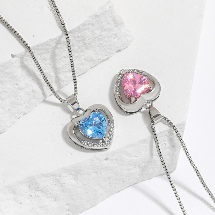 Eternal Heart Pendant Clavicle Chain New Hot-Selling Internet Celebrity Niche Design Ocean Heart Love Necklace