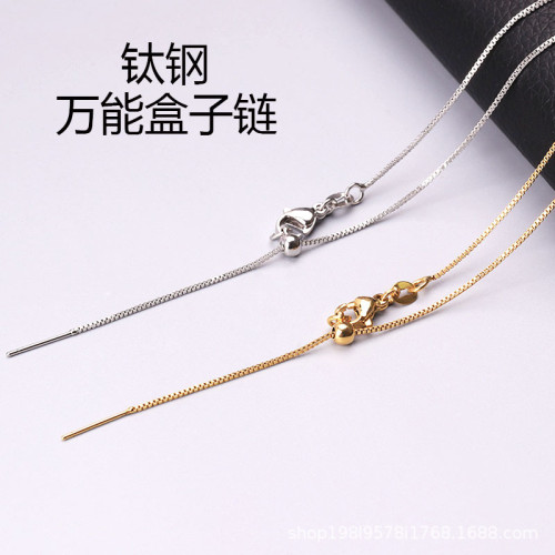 Titanium Steel Box Chain Stainless Steel Necklace Vacuum Gold Color Retention Pin Bead Chain Adjustable Collarbone Universal Necklace