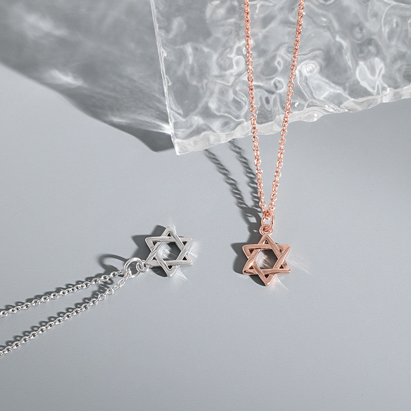 Valentine's Day Gift for Girlfriend Star Jewelry Necklace Fashion TikTok INS Light Luxury Simple Style European and American Hexagram Necklace