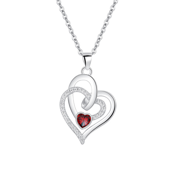 Cross-Border New Irregular Heart-to-Heart Pendant for Women European and American High-End Internet Celebrity Style Overlapping Interlocking Heart Necklace
