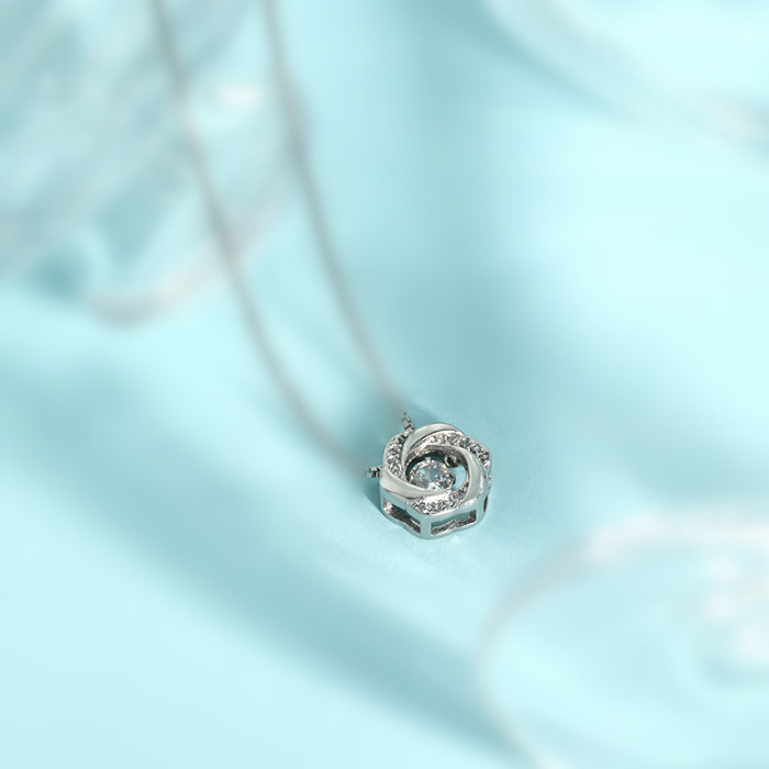 Petal Dancing Pendant Necklace TikTok Hot Korean Version High-End Vibrant Heart Rose Flower Dynamic Necklace