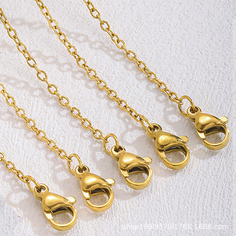 Titanium Steel Cross Chain Non-Fading O-Shape Real Gold Lobster Clasp Jewelry Accessories Neck Collarbone Women Wholesale Necklace Exquisite