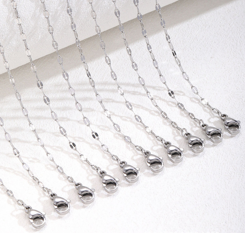 Titanium Steel Lip Chain Color-Retaining Stainless Steel Necklace DIY Thin Collarbone Neck Real Gold Plated Jewelry Wholesale Pendant