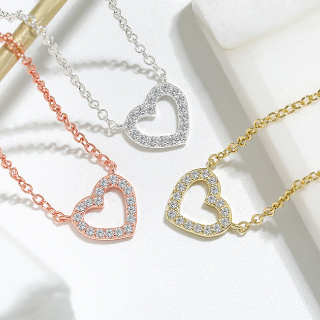 Cross-Border Amazon Heart Pendant Collarbone Chain Simple Korean Version INS Internet Celebrity High-End Design Heart Necklace