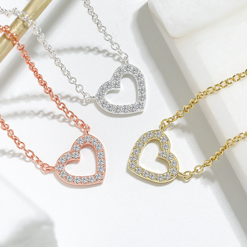 Cross-Border Amazon Heart Pendant Collarbone Chain Simple Korean Version INS Internet Celebrity High-End Design Heart Necklace