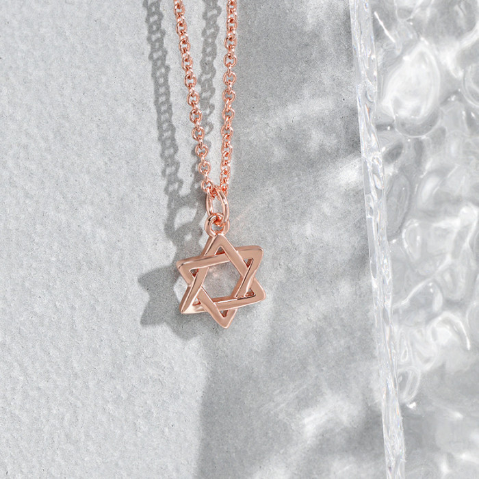 Valentine's Day Gift for Girlfriend Star Jewelry Necklace Fashion TikTok INS Light Luxury Simple Style European and American Hexagram Necklace