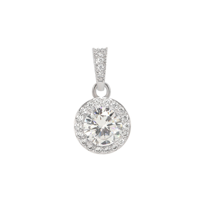 Cross-Border Hot Sale Round Diamond Pendant Necklace European and American High-End Design Full Diamond Sunflower Zircon Round Necklace