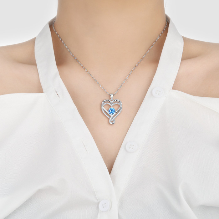 Amazon European and American Double Layer Eternal Love Necklace for Women Ocean Heart Twelve Star Stone Series Heart Necklace