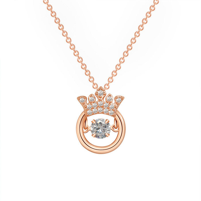 Heartbeat Hollow Valentine's Day Gift Collarbone Chain Japanese and Korean Style Simple Personality Beating Heart Crown Dynamic Necklace