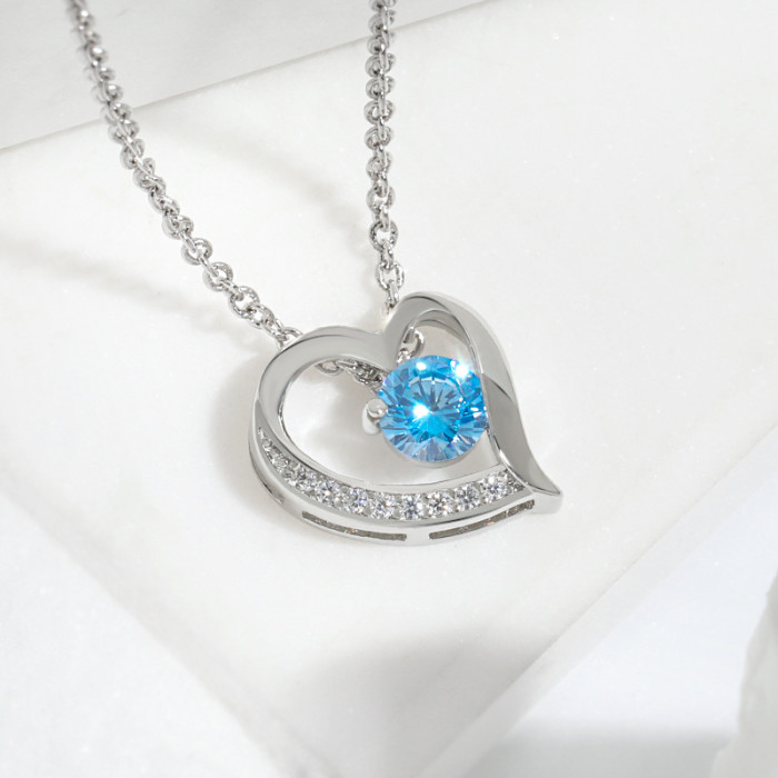 Amazon Hot-Selling Heart Pendant Collarbone Chain for Women Cross-Border Qixi Festival Gift for Girlfriend Simple Asymmetric Heart Necklace