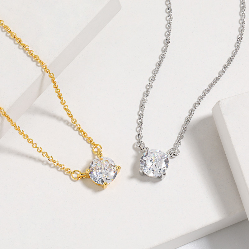 Internet Celebrity Live Streaming Moissanite 2 Carat Necklace Cross-Border Classic Hot-Selling Simple INS Style Four-Prong Diamond Necklace