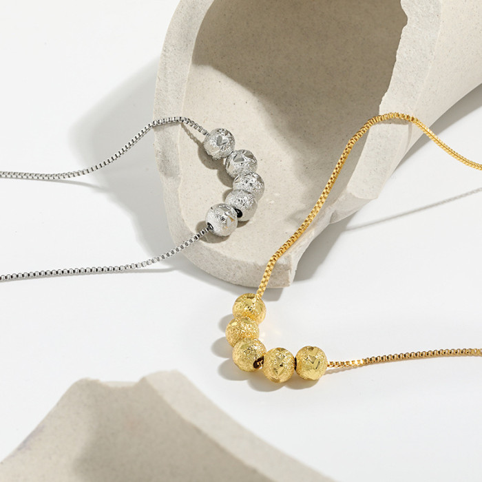 Five Blessings Car Flower Round Bead Clavicle Chain TikTok Same Style Live Broadcast 18K Gold Lucky Bead Necklace