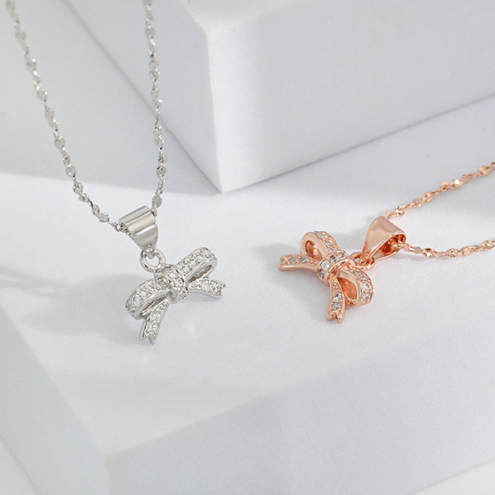 Irregular Bow Pendant Collarbone Chain for Women, Internet Celebrity Japanese and Korean Version, Niche High-end Design Bow Necklace